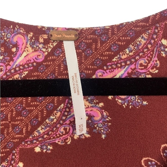 Free People Girl Talk Printed Tunic Top in Maroon Size XS - Picture 5 of 12